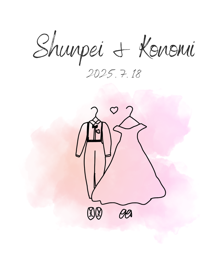 ウェディング　タキシードとドレスの招待状　